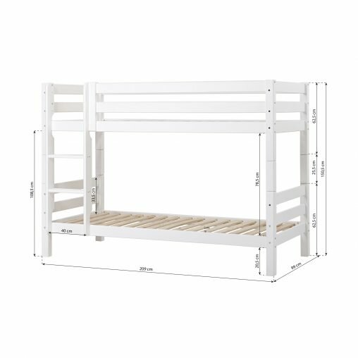 Hoppekids Premium stapelbed 90x200 rechte trap flex frame bodem wit