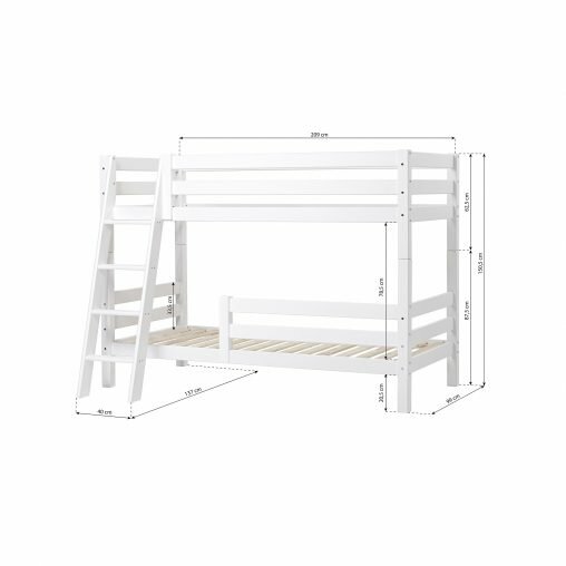 Hoppekids Premium stapelbed 90x200 schuine trap en 1/2 uitval wit