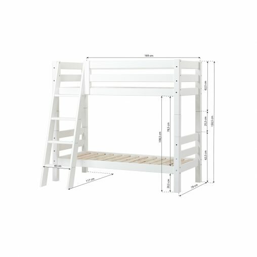 Hoppekids Premium stapelbed 70x160 schuine trap wit