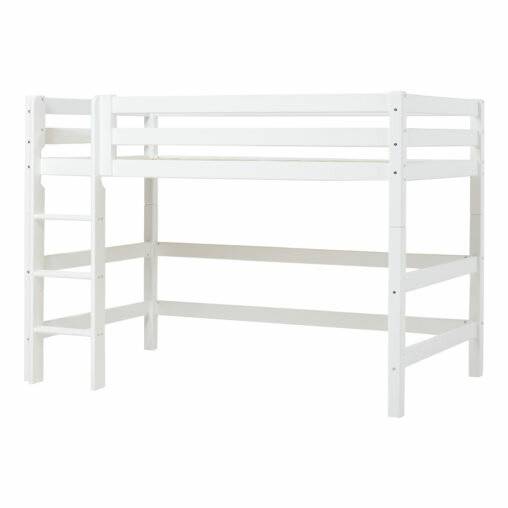 Hoppekids Premium middel hoogslaper rechte trap 120x200 wit