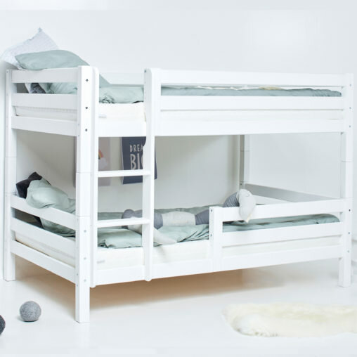Hoppekids Premium stapelbed rechte trap + 1/2 uitval 120x200 wit