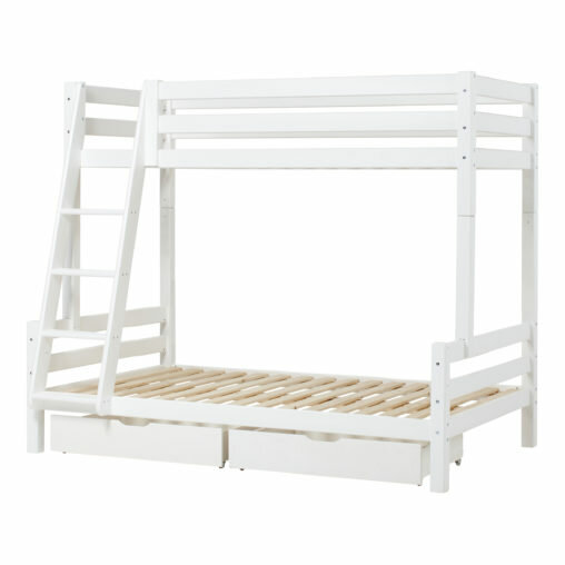 Hoppekids Premium Family stapelbed schuine trap 120x200 wit