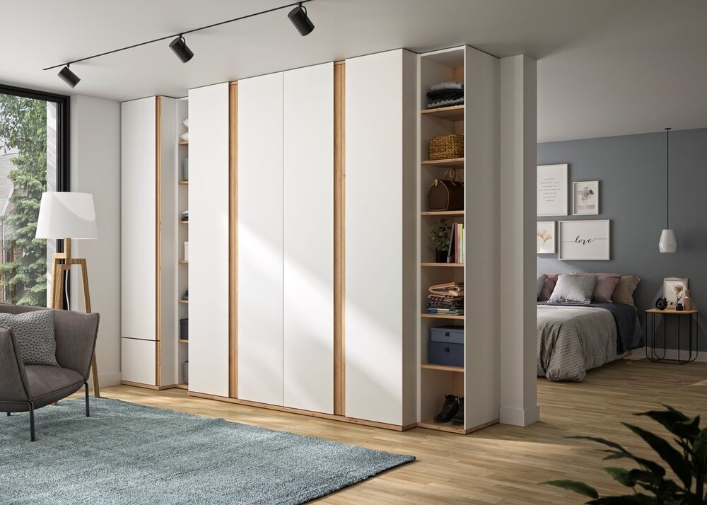 Nestor kastenwand wit eiken