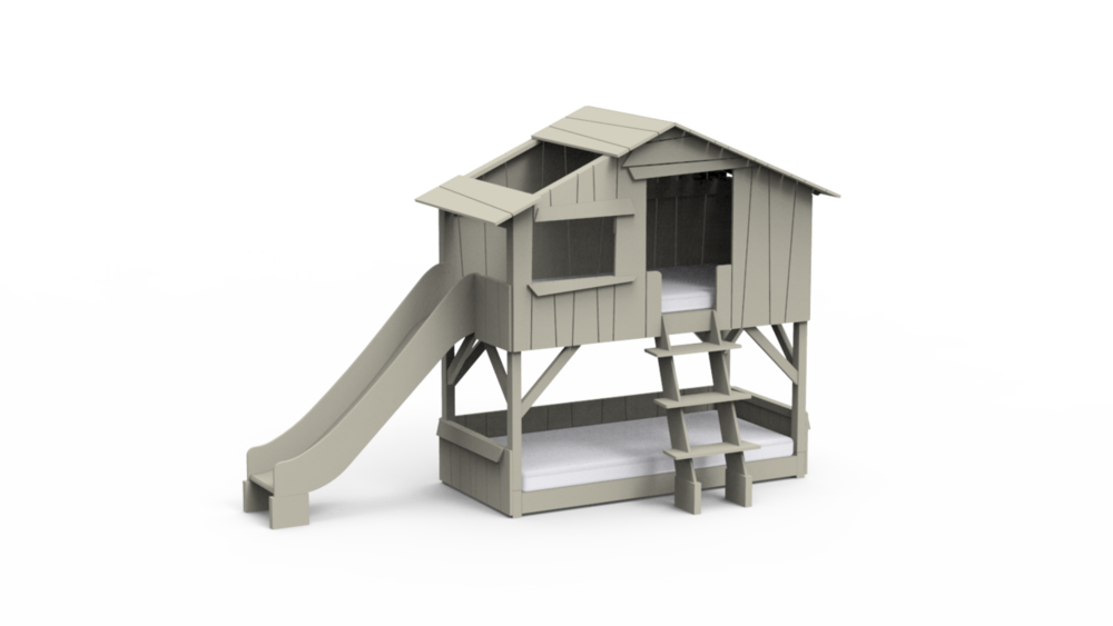 muis grijs stapelbed boomhut glijbaan
