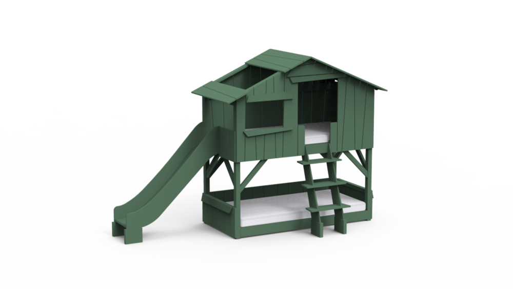 boomhut stapelbed jungle groen glijbaan