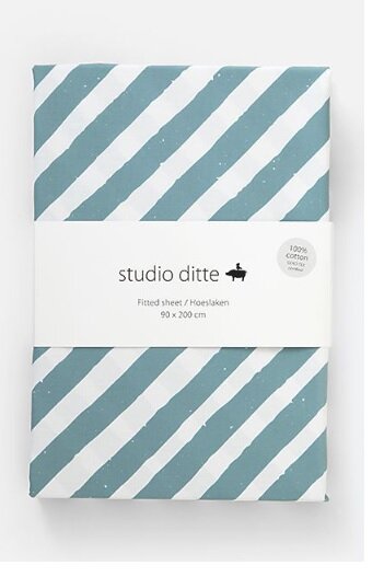 studio ditte hoeslaken streep blauw