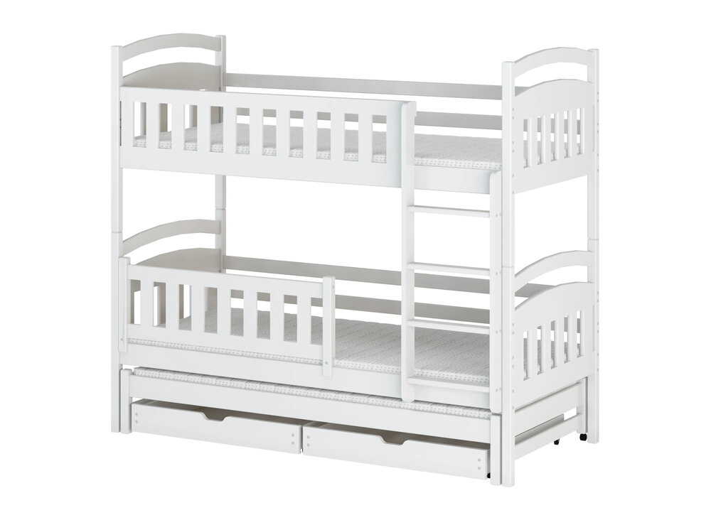 Bari stapelbed met logeerlade massief grenen 90x200 wit