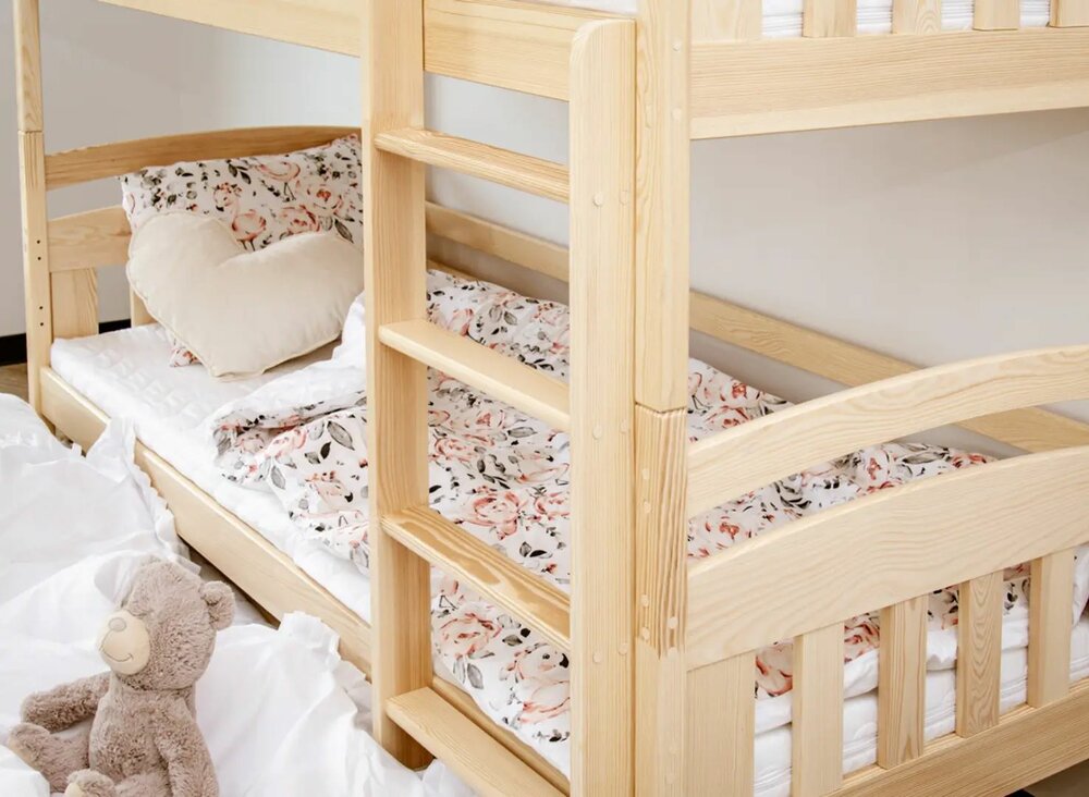 Bari stapelbed met logeerlade massief grenen 90x200 naturel