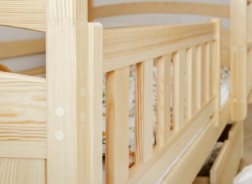 Bari stapelbed met logeerlade massief grenen 90x200 naturel