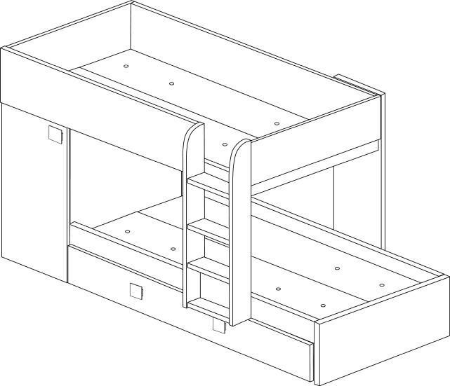 Trasman Mineo stapelbed met bedlade 90x190 wit 
