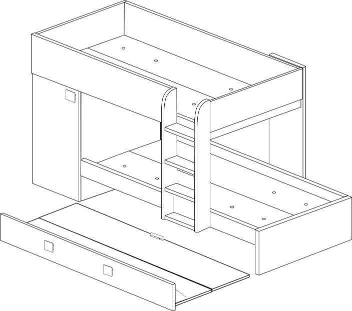 Trasman Mineo stapelbed met bedlade 90x190 wit 