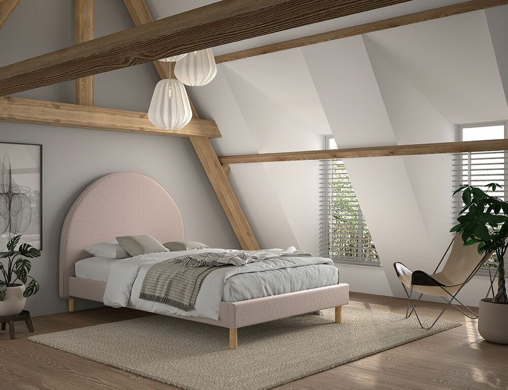 Moon roze gestoffeerd bed 140x200