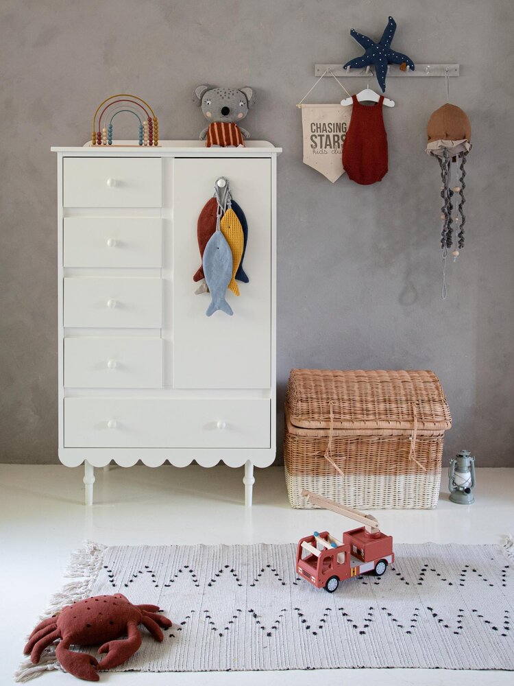 Babushka commode 5 laden 1 deur hoog wit