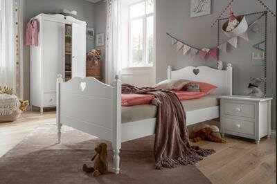 Emma bed met hartje 90x200 wit 