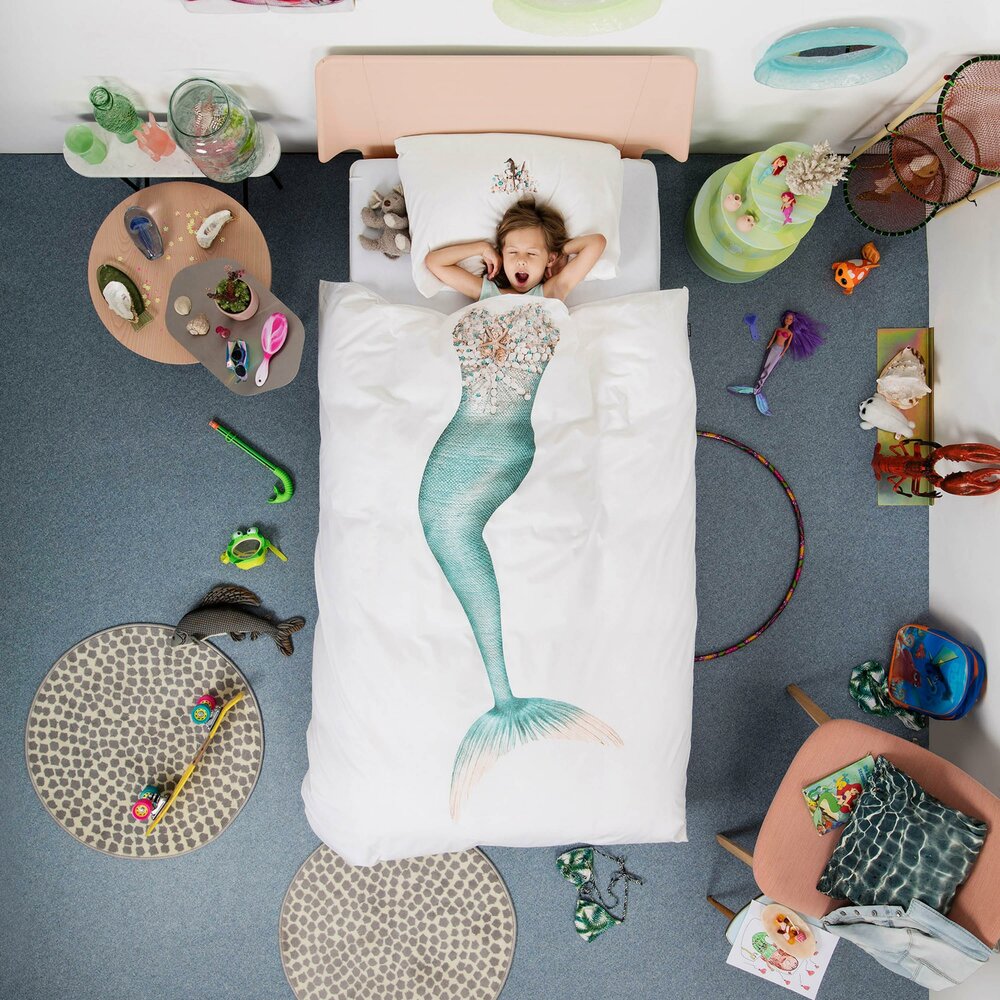 Snurk dekbedovertrek Mermaid wit 1 persoons 140x200/220