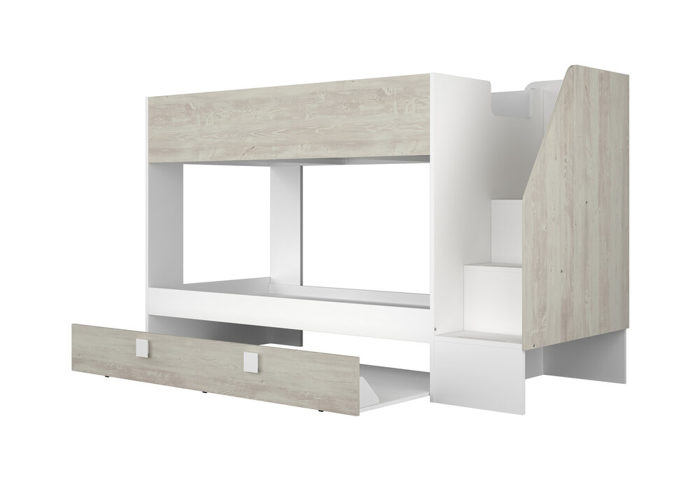 Trasman Easy 90x200 3 persoons stapelbed met zij trap wit -cascina