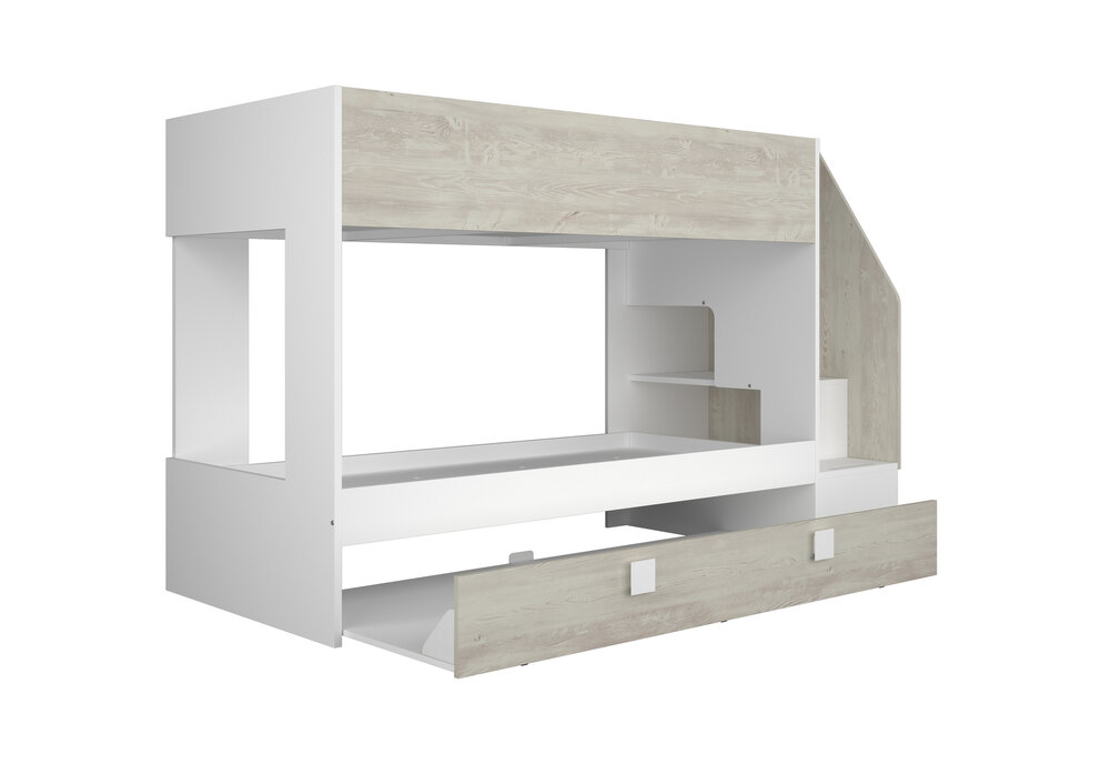 Trasman Easy 90x190 3 persoons stapelbed met zij trap wit -cascina