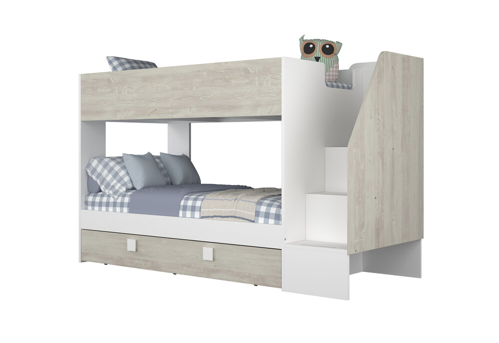 Trasman Easy 90x190 3 persoons stapelbed met zij trap wit -cascina