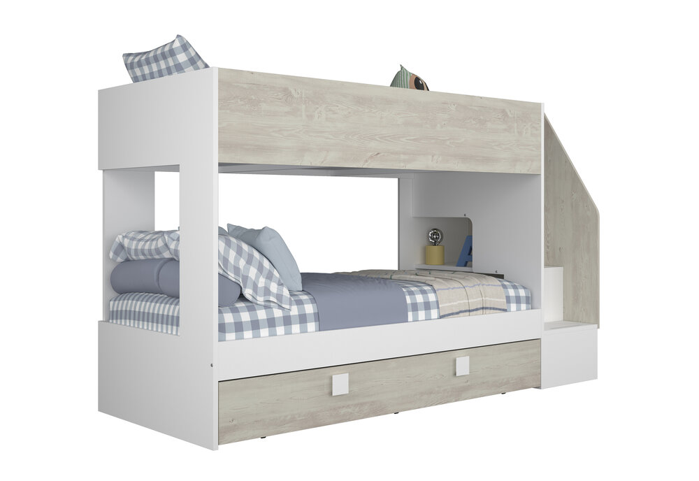 Trasman Easy 90x190 3 persoons stapelbed met zij trap wit -cascina