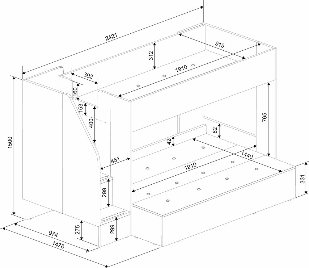 Easy 90x190/140 maten bed