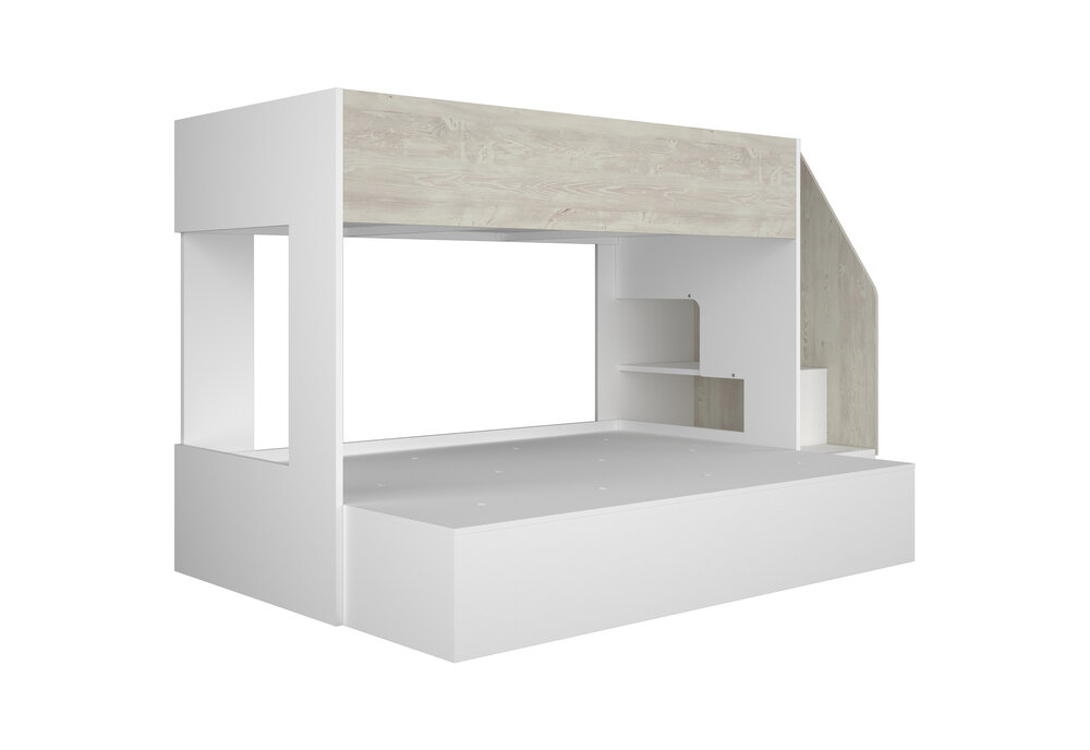 Trasman Easy 90x200/140x200 family stapelbed met zij trap wit -cascina