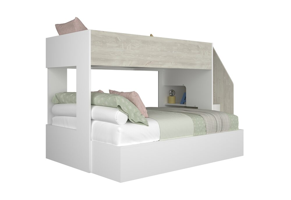 Trasman Easy 90x200/140x200 family stapelbed met zij trap wit -cascina