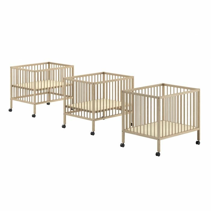 Jaxx Dino babybox 95X75 op wielen beuken naturel - Kinderbeddenstore