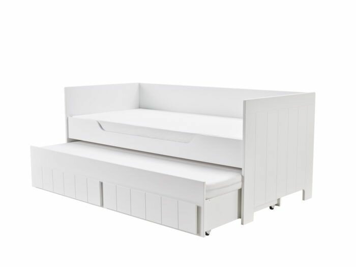 voorbeeld bed in wit lade op wielen