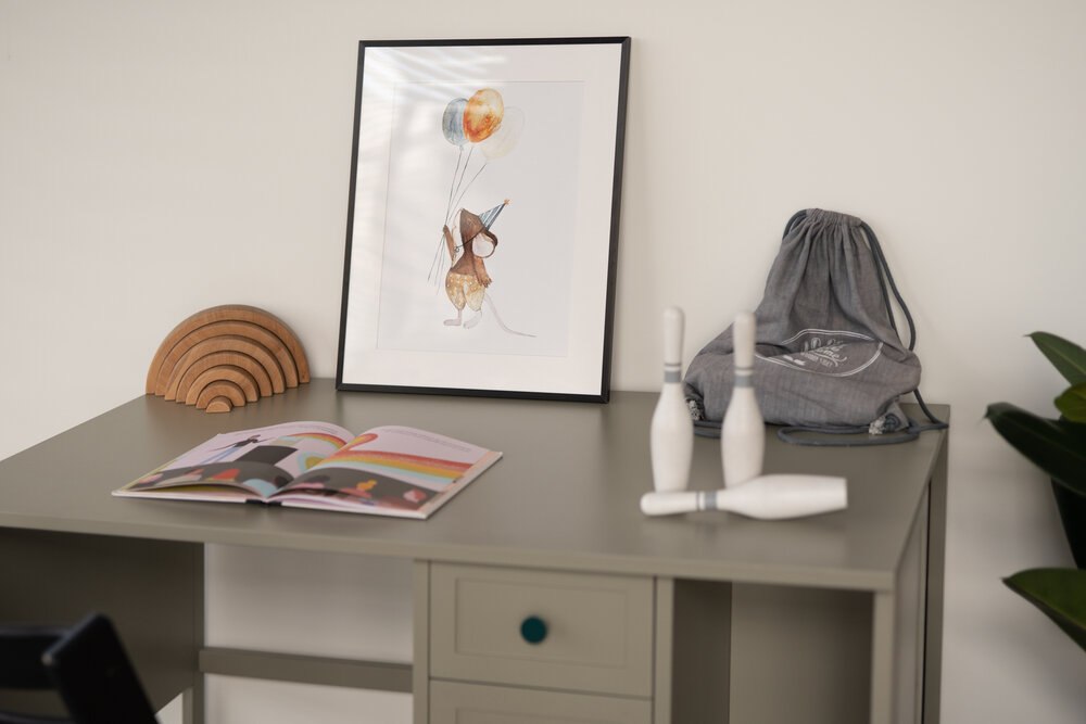 Vintage bureau 3 laden eucalyptus