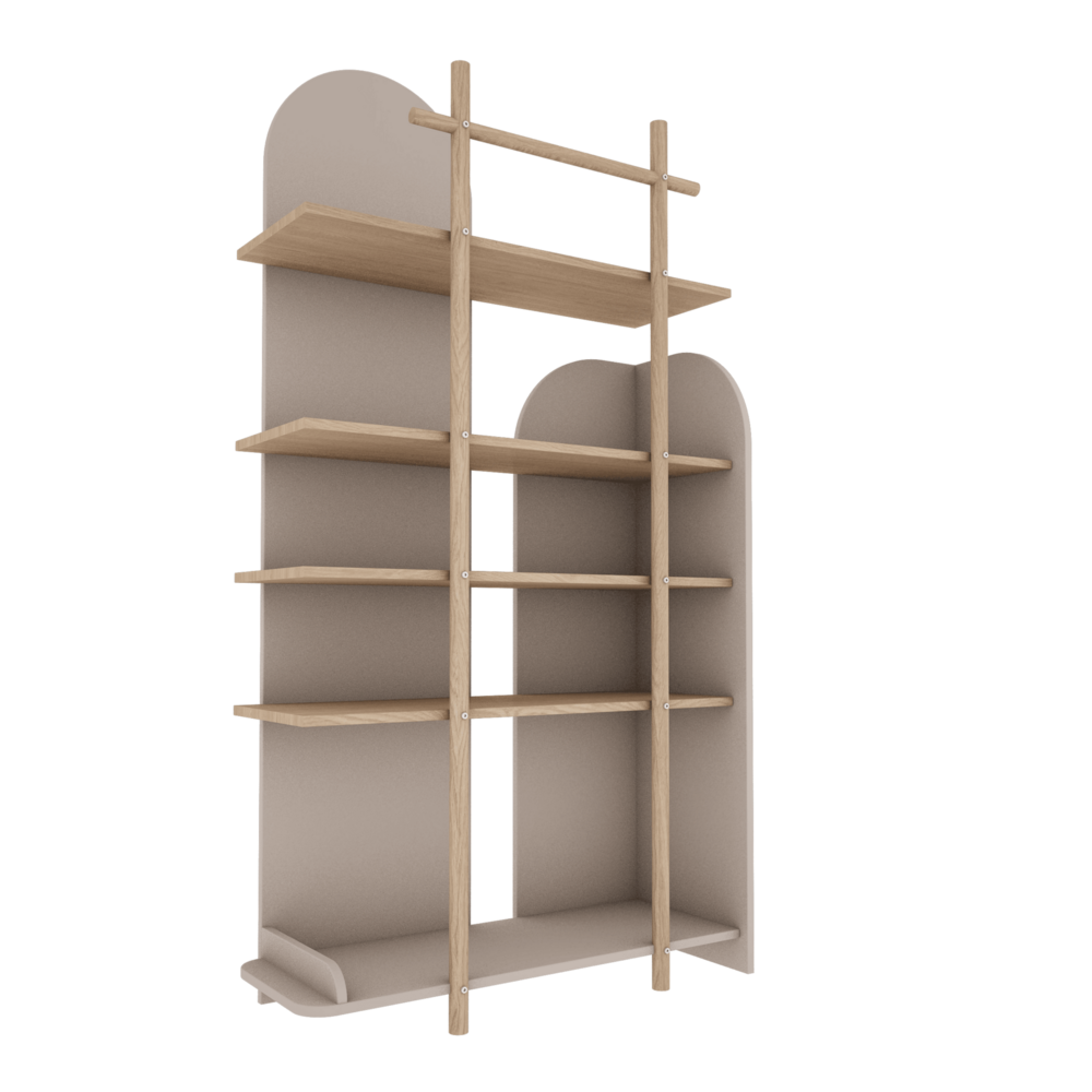 Bloom boekenkast smal eiken cashmere