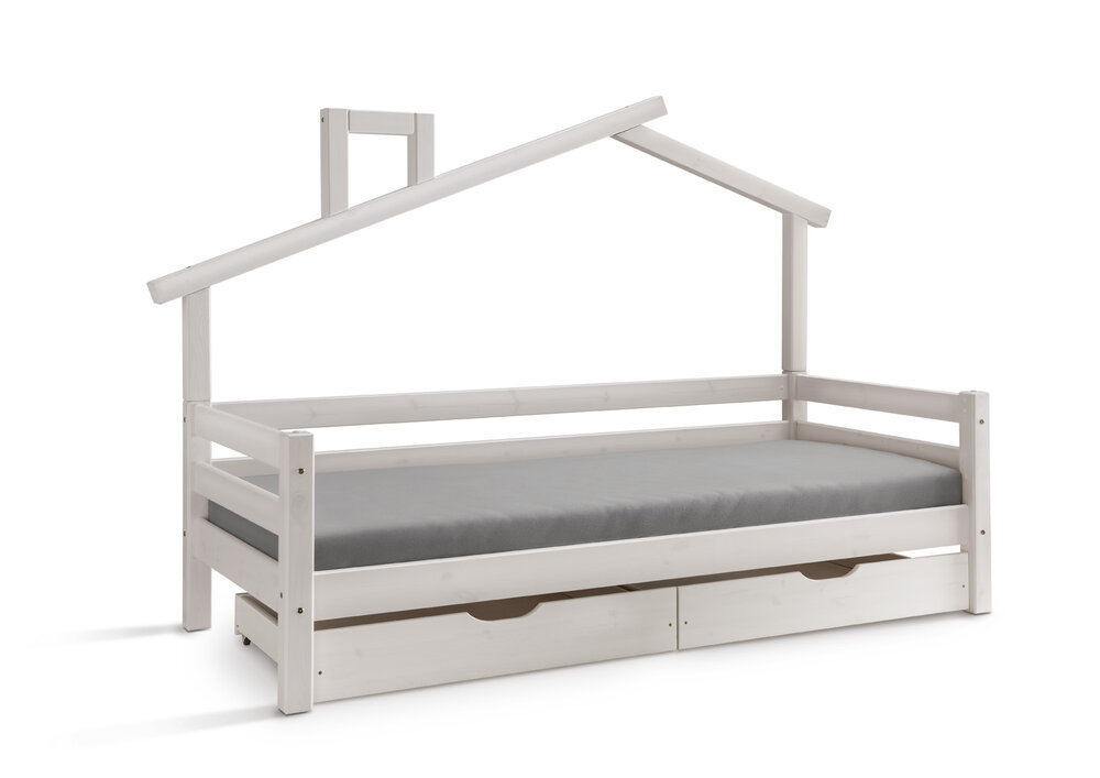 Infans huis bedbank 90x200 grenen wit