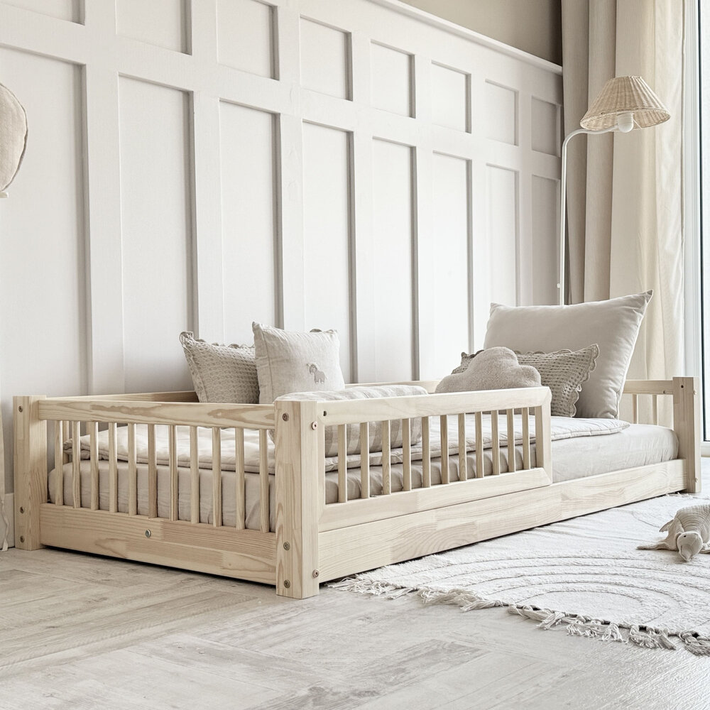 Basic slats 80x160 bed laag onbehandeld hout 