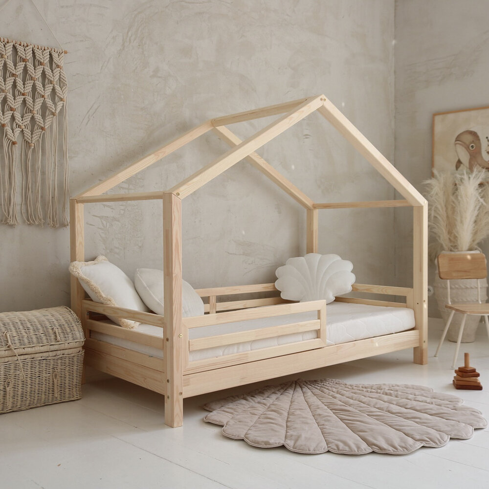 Basic Fello huis bed 70x140 onbehandeld hout