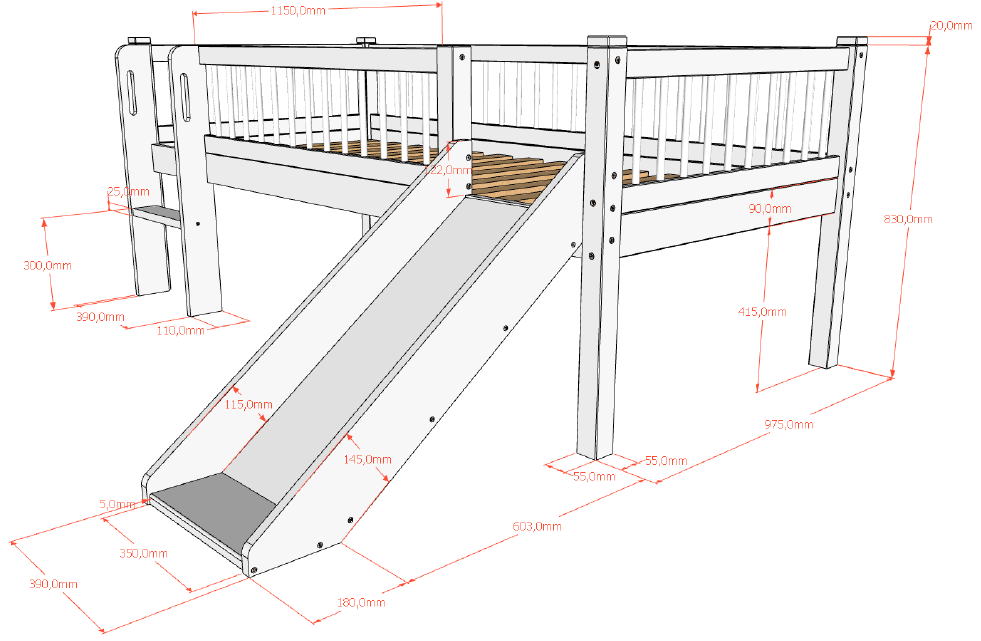 maten forrest glijbaan bed
