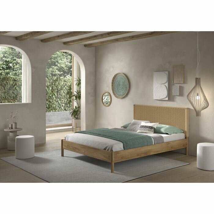 Olive bed rope 160x200 eiken met geven touw