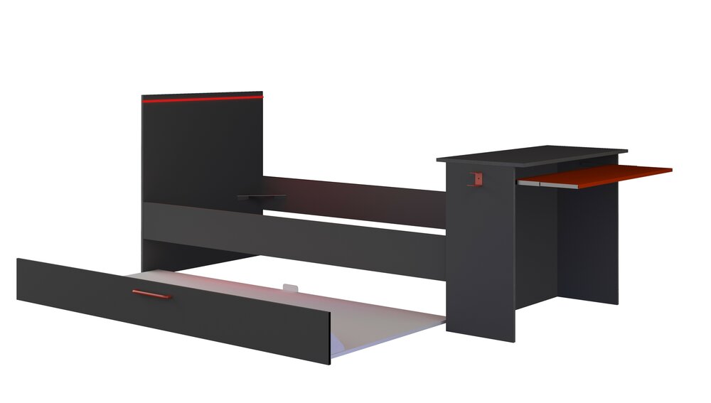 Trasman Gangi game bed 90x200 met bedlade bureau en led antra 