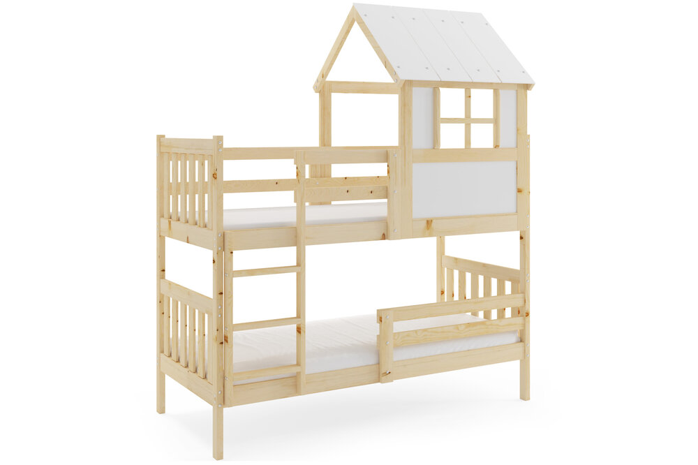 Kandria huis stapelbed 90x190 massief grenen naturel 