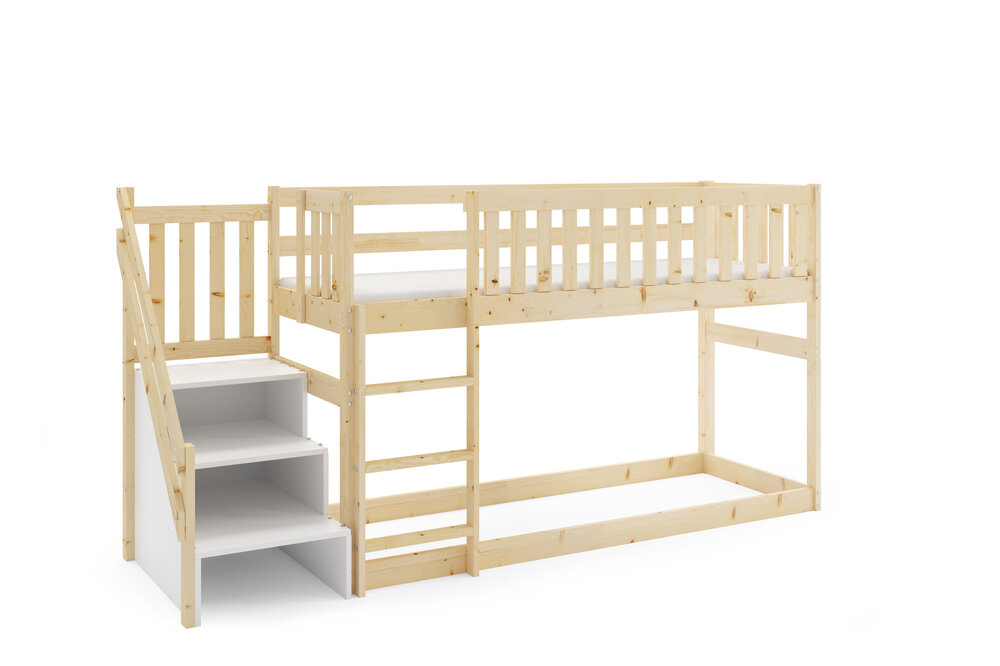 Nardo huis bed met zijtrap 90x200 naturel * inclusief matras