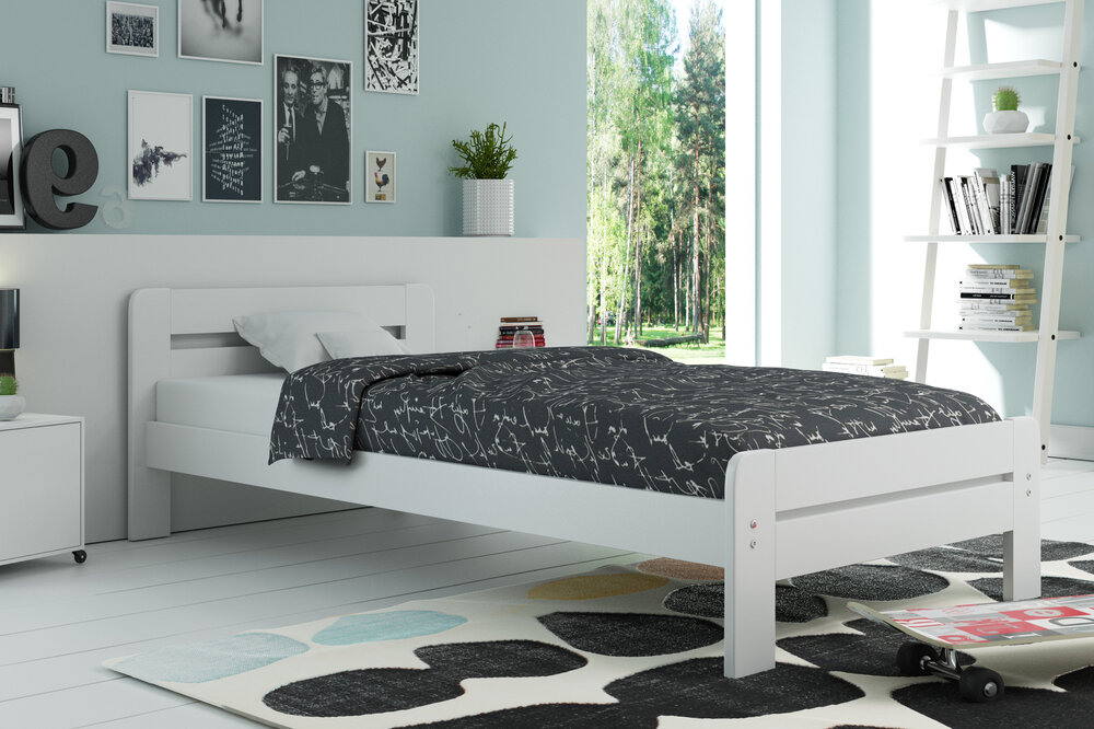 Deliceto 90x200 massief grenen bed wit
