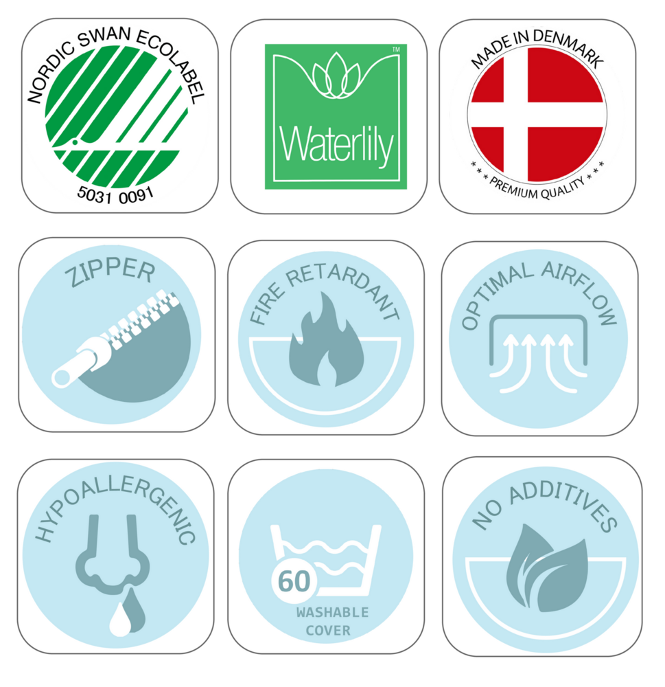 Eco luxury Waterlily matras 70x160x12 Nordic Ecolabel