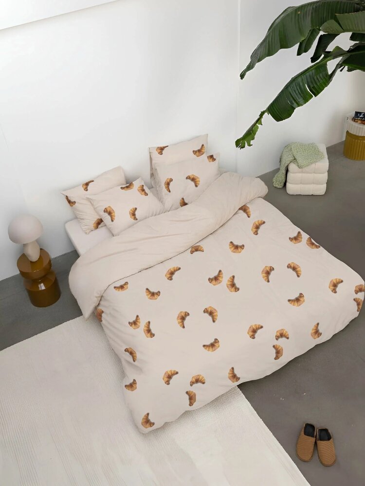 Snurk dekbedovertrek Croissants beige 1 persoons 140x200/220