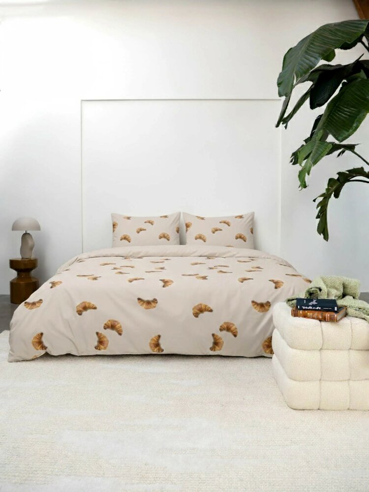 Snurk dekbedovertrek Croissants beige 2 persoons 200x200/220
