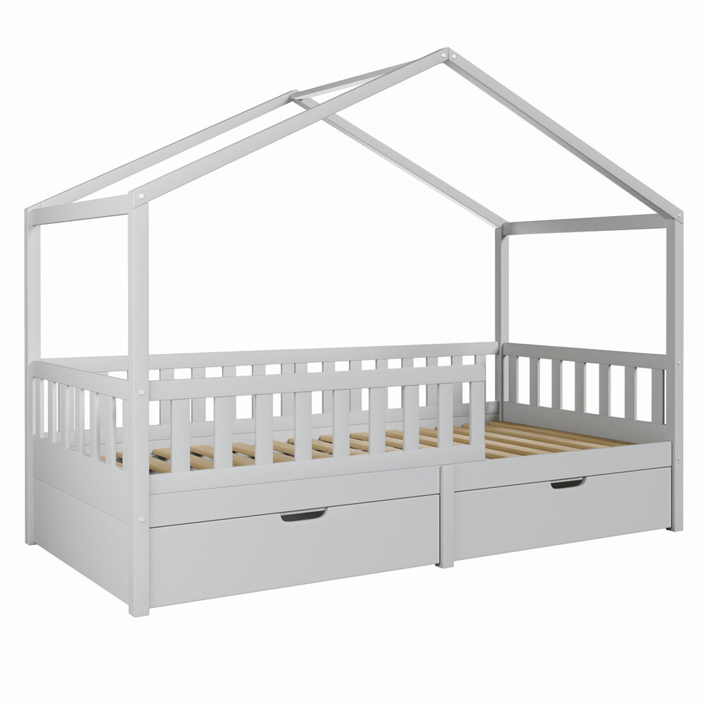 Miyo bedhuisje 90x190 grenen grijs