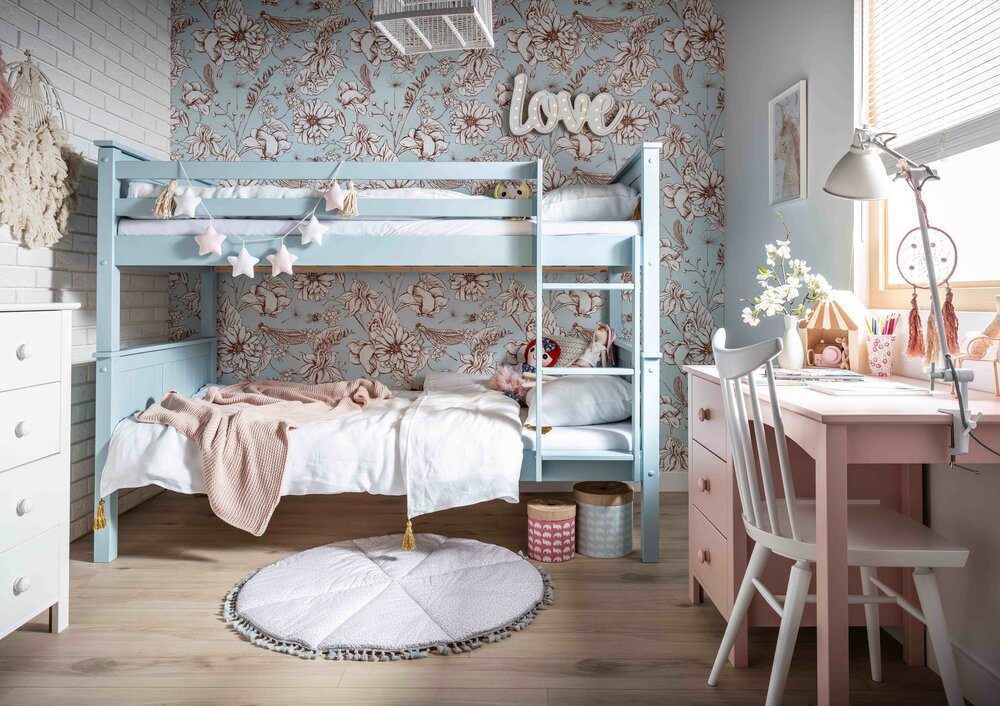 Collect stapelbed paneel deelbaar blauw grenen