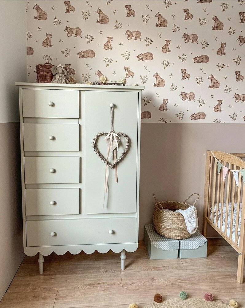 Babushka commode 5 laden 1 deur hoog olive