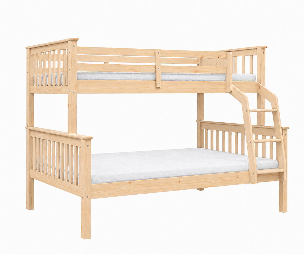 Collet spijlen trio stapelbed naturel 90x200/120x200