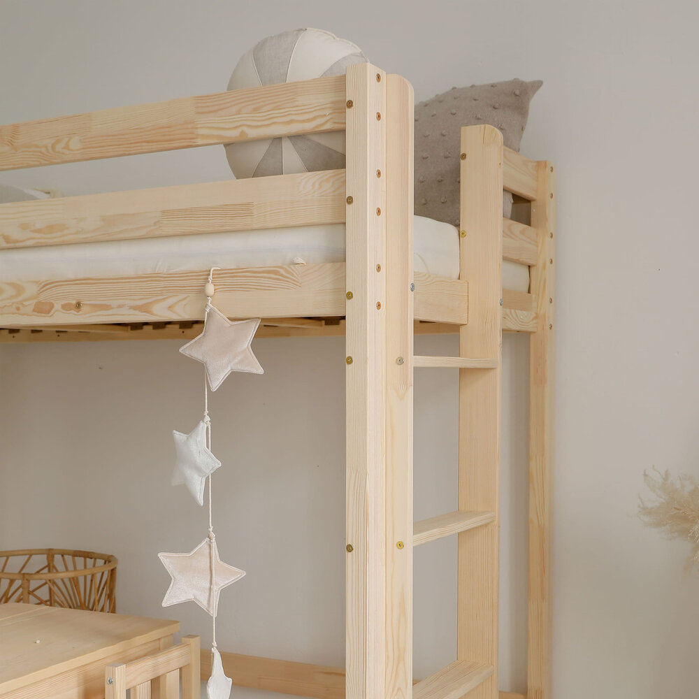 Basic loft hoogslaper 90x160 onbehandeld hout