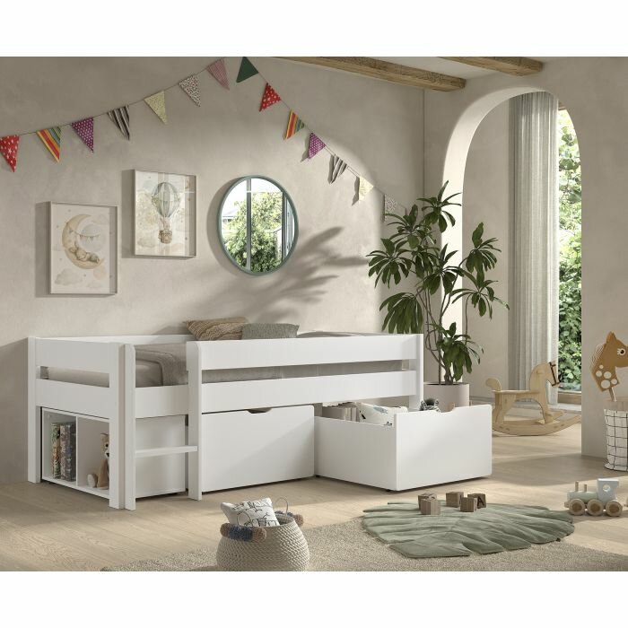 scandi compactbed 2 laden en 1 kastje 90x200