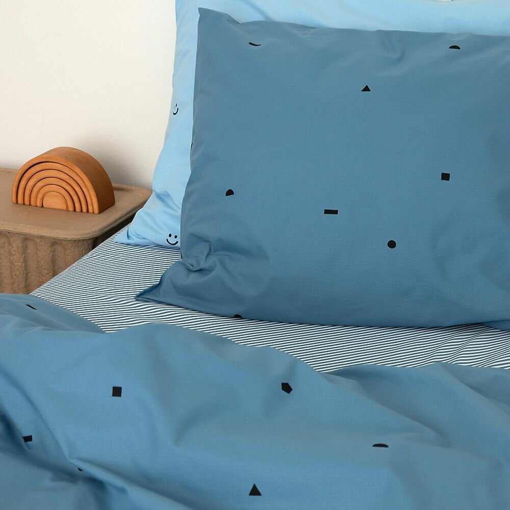 Studio Ditte dekbedovertrek speelse blokjes denim 1 persoons 140x200/220