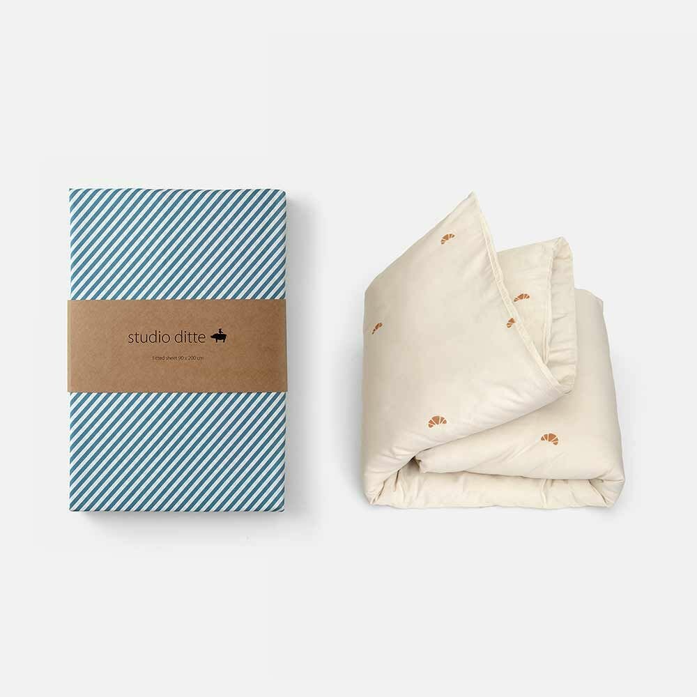 Studio Ditte hoeslaken streepjes denim 90x200